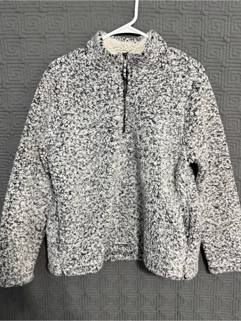 Time and Tru Womens Sherpa Quarter Zip Pullover Jacket Size Large 12-14 Rich